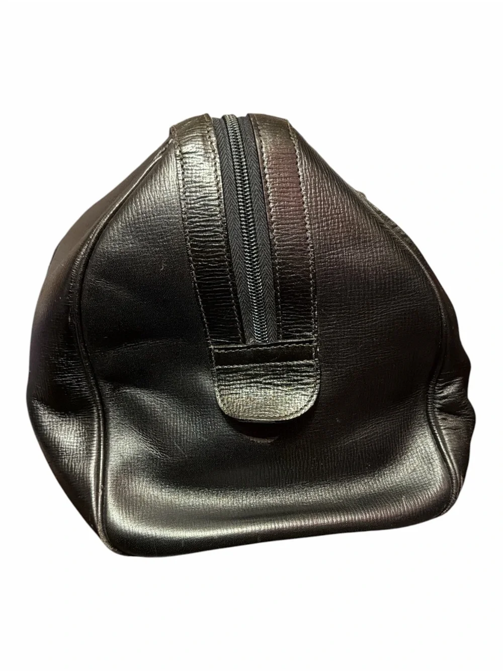 Vintage Bally Switzerland Black Grained Leather Boston Duffle Travel Bag
